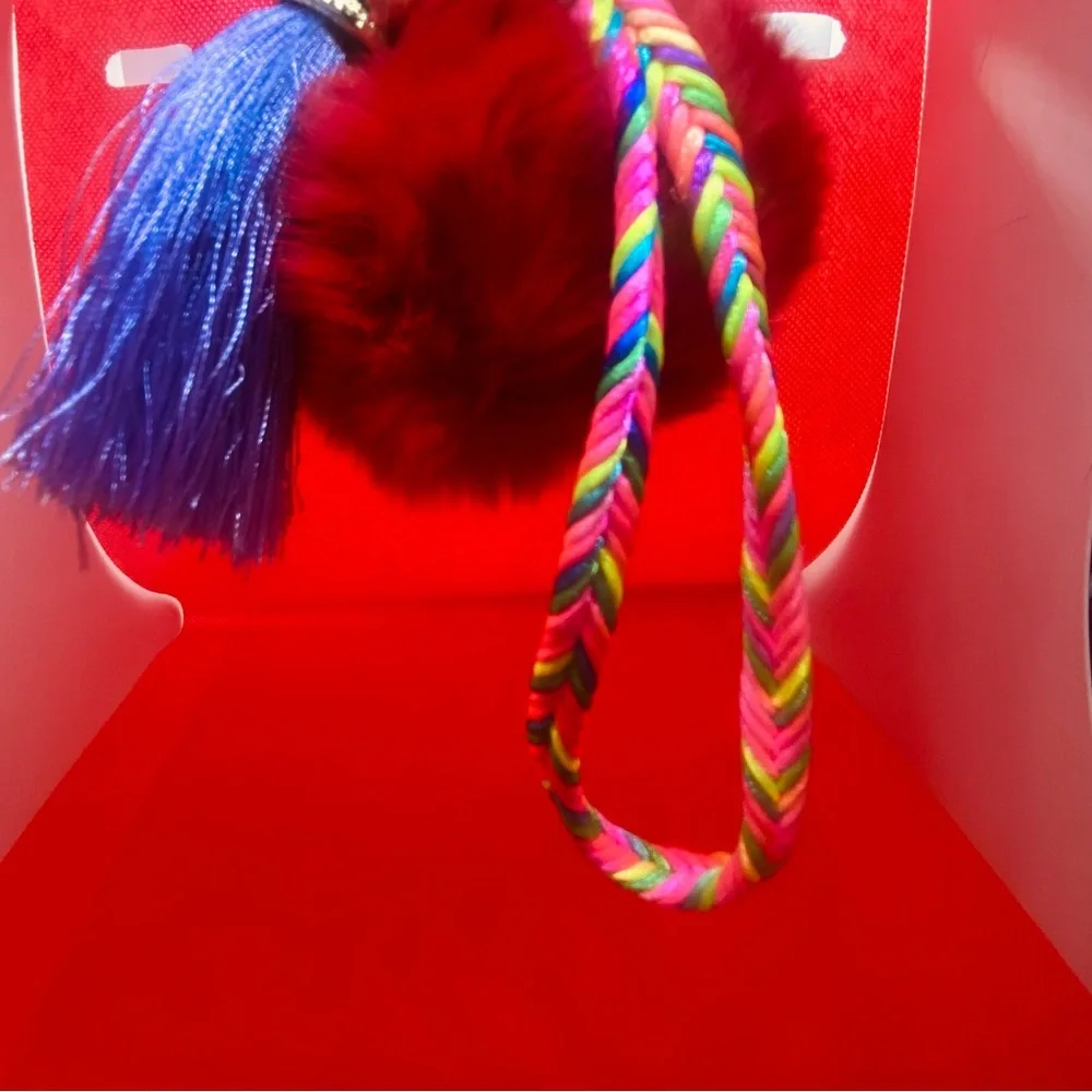 Colorful Braided Keychain with Gold Accents